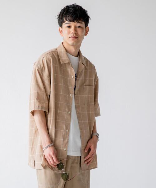 coen（コーエン）の「ヨクバリネン・チェックショートスリーブシャツ（シャツ/ブラウス・メンズ・ライトグレー/ベージュ・LARGE/MEDIUM/X-LARGE/SMALL）」の14枚目の写真