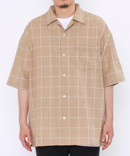 coen（コーエン）の「ヨクバリネン・チェックショートスリーブシャツ（シャツ/ブラウス・メンズ・ライトグレー/ベージュ・LARGE/MEDIUM/X-LARGE/SMALL）」の18枚目の写真