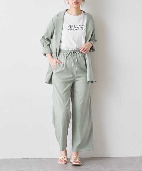 natural couture（ナチュラルクチュール）の「リネンライク楽ちんスラブパンツ（その他パンツ・レディース・ブラック/ミント/ライトベージュ・FREE）」の3枚目の写真