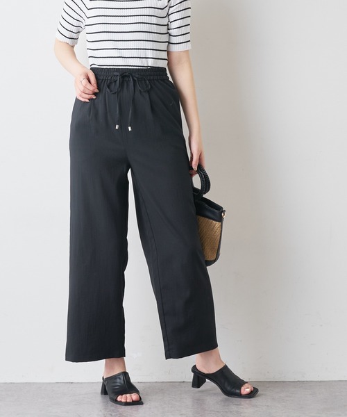 natural couture（ナチュラルクチュール）の「リネンライク楽ちんスラブパンツ（その他パンツ・レディース・ブラック/ミント/ライトベージュ・FREE）」の2枚目の写真
