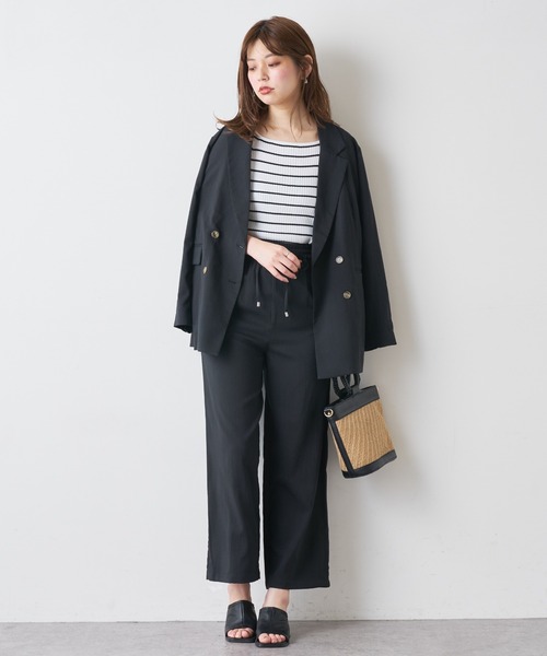 natural couture（ナチュラルクチュール）の「リネンライク楽ちんスラブパンツ（その他パンツ・レディース・ブラック/ミント/ライトベージュ・FREE）」の7枚目の写真