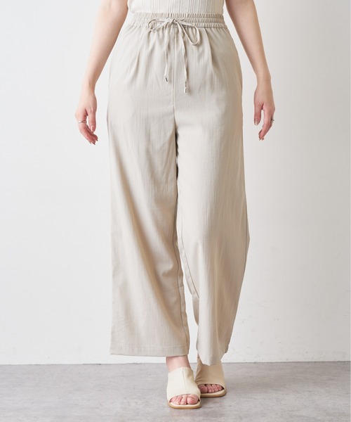 natural couture（ナチュラルクチュール）の「リネンライク楽ちんスラブパンツ（その他パンツ・レディース・ブラック/ミント/ライトベージュ・FREE）」の19枚目の写真