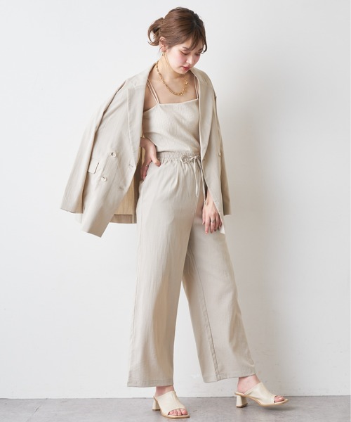 natural couture（ナチュラルクチュール）の「リネンライク楽ちんスラブパンツ（その他パンツ・レディース・ブラック/ミント/ライトベージュ・FREE）」の12枚目の写真