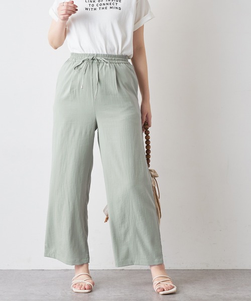 natural couture（ナチュラルクチュール）の「リネンライク楽ちんスラブパンツ（その他パンツ・レディース・ブラック/ミント/ライトベージュ・FREE）」の15枚目の写真