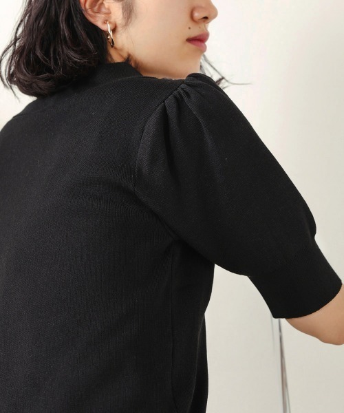 Bab（バブ）の「【WEB限定】襟付き半袖ニット（ニット/セーター・レディース・ブラック/ベージュ/オフホワイト・M）」の13枚目の写真