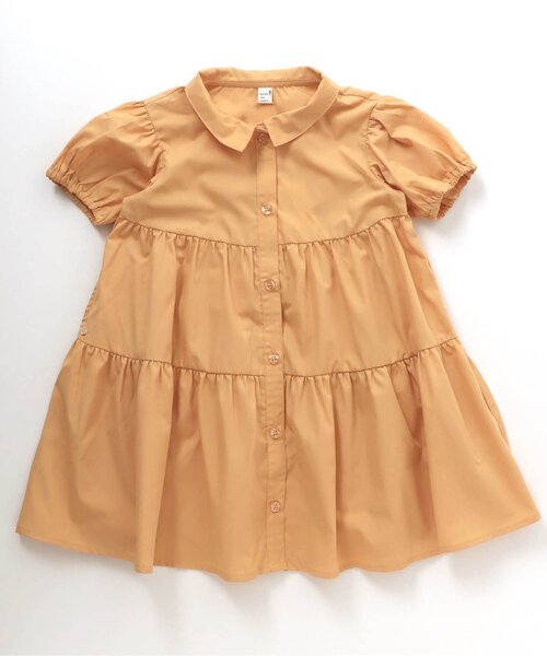 apres les cours（アプレレクール）の「ティアードシャツワンピ（シャツワンピース・キッズ・オフホワイト/オレンジ・100/110/130/140/90/120/80）」の6枚目の写真