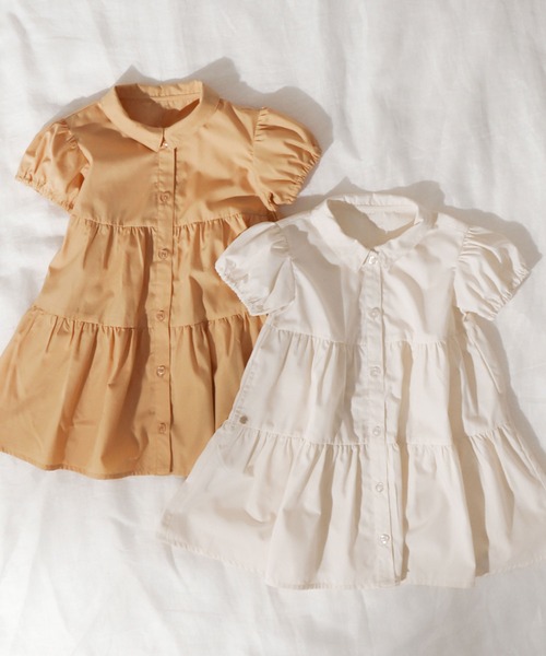 apres les cours（アプレレクール）の「ティアードシャツワンピ（シャツワンピース・キッズ・オフホワイト/オレンジ・100/110/130/140/90/120/80）」の14枚目の写真