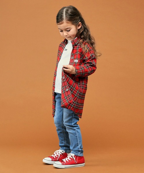 Lee(リー)の「Lee/リー デニム シャツワンピース(シャツワンピース・キッズ・ワンウォッシュ/インディゴブルー/グリーン系その他/レッド系その他・110/100/120/130/150/140)」の21枚目の写真