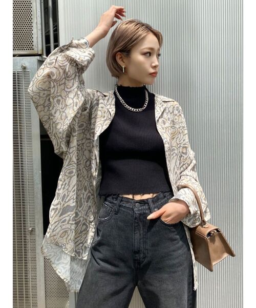 EMODA（エモダ）の「シアーオープンシャツ（シャツ/ブラウス・レディース・カーキ/その他1/その他/ブラック・FREE）」の3枚目の写真