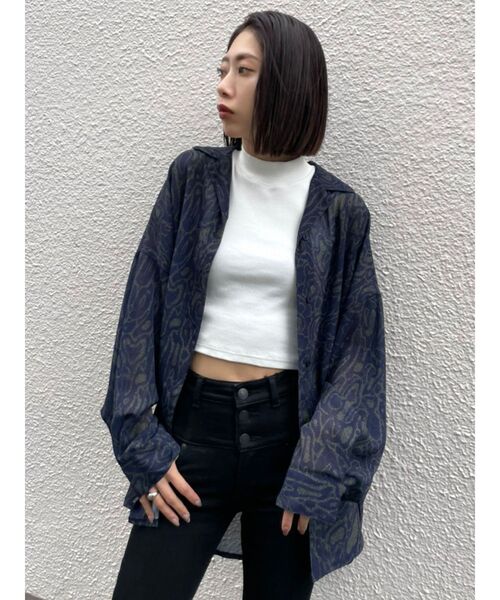 EMODA（エモダ）の「シアーオープンシャツ（シャツ/ブラウス・レディース・カーキ/その他1/その他/ブラック・FREE）」の14枚目の写真