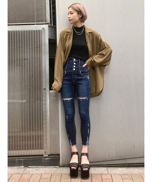 EMODA（エモダ）の「シアーオープンシャツ（シャツ/ブラウス・レディース・カーキ/その他1/その他/ブラック・FREE）」の21枚目の写真