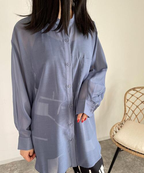 MLI'A(エムリア)の「バンドカラーシアードルマン/シャツ(シャツ/ブラウス・レディース・ブラック/パープル/ブラウン/ブルー/アイボリー/ライトカーキ/グレー系その他・M)」の6枚目の写真