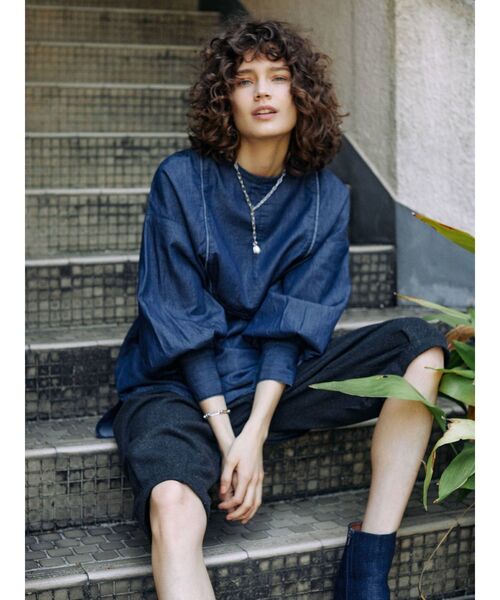 Ungrid(アングリッド)の「【10周年限定】オーガニックコットンデニムドレスシャツ(シャツ/ブラウス・レディース・ブルー/インディゴブルー・FREE)」の1枚目の写真