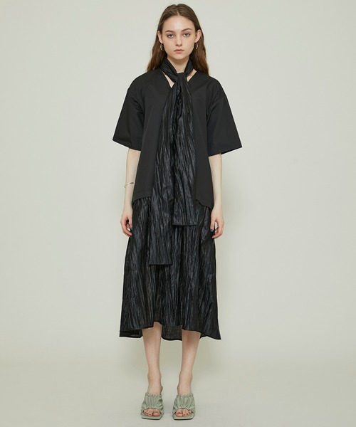 ELIN（エリン）の「【ELIN(エリン)】ポプリンボウアットドレス 12101-24-1106（ワンピース・レディース・ブラック・36）」の2枚目の写真