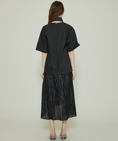 ELIN（エリン）の「【ELIN(エリン)】ポプリンボウアットドレス 12101-24-1106（ワンピース・レディース・ブラック・36）」の4枚目の写真