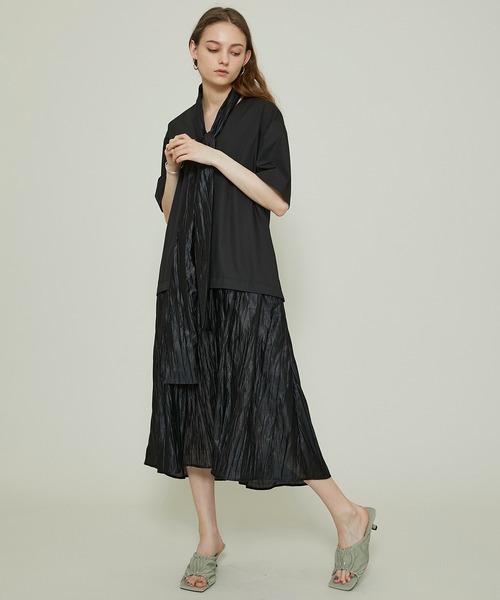 ELIN（エリン）の「【ELIN(エリン)】ポプリンボウアットドレス 12101-24-1106（ワンピース・レディース・ブラック・36）」の5枚目の写真