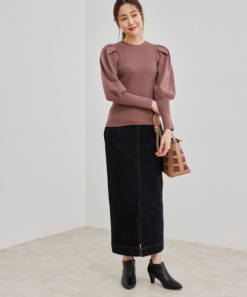 ROPE' PICNIC（ロペピクニック）の「袖ディティールニットプルオーバー（ニット/セーター・レディース・ブラック/ベージュ/ワイン/ブラウン系その他2・38）」の9枚目の写真
