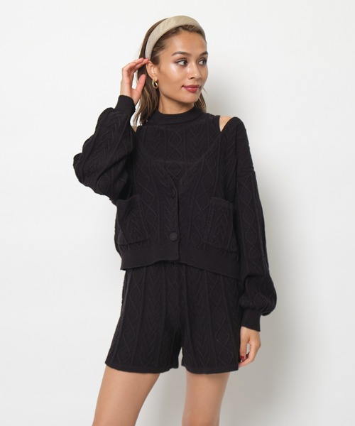 SPIRALGIRL（スパイラルガール）の「ケーブルニットスリーピースセットアップ（ワンピース・レディース・ブラック/グリーン/モカ・FREE）」の17枚目の写真