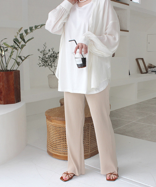 MODE ROBE（モードローブ）の「リブパンツ（その他パンツ・レディース・ブラック/ベージュ・FREE）」の4枚目の写真