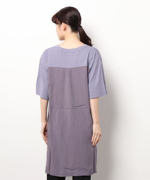 shop DADA(ショップダダ)の「ロゴ入りチュニックT(1S15-350109)(Tシャツ/カットソー・レディース・ホワイト/チャコールグレー/ブルー系・FREE)」の7枚目の写真