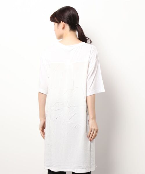 shop DADA(ショップダダ)の「ロゴ入りチュニックT(1S15-350109)(Tシャツ/カットソー・レディース・ホワイト/チャコールグレー/ブルー系・FREE)」の6枚目の写真