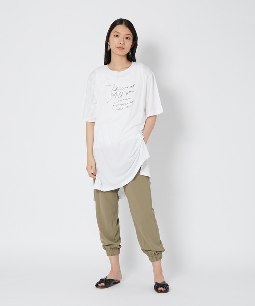 shop DADA(ショップダダ)の「ロゴ入りチュニックT(1S15-350109)(Tシャツ/カットソー・レディース・ホワイト/チャコールグレー/ブルー系・FREE)」の13枚目の写真