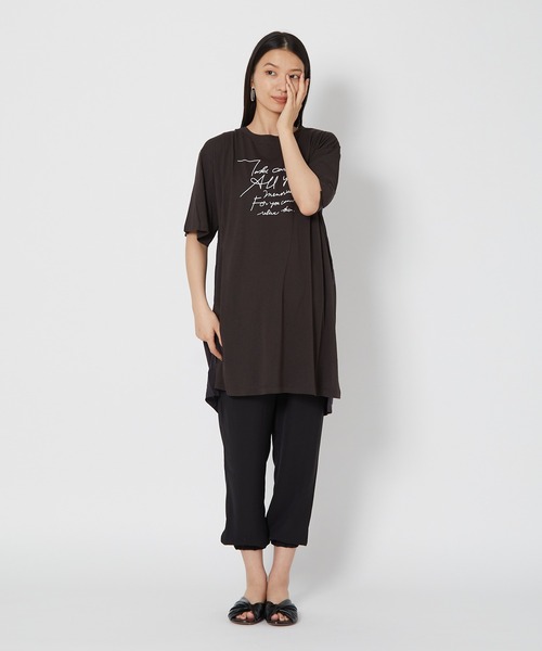 shop DADA(ショップダダ)の「ロゴ入りチュニックT(1S15-350109)(Tシャツ/カットソー・レディース・ホワイト/チャコールグレー/ブルー系・FREE)」の10枚目の写真