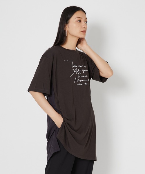 shop DADA(ショップダダ)の「ロゴ入りチュニックT(1S15-350109)(Tシャツ/カットソー・レディース・ホワイト/チャコールグレー/ブルー系・FREE)」の15枚目の写真