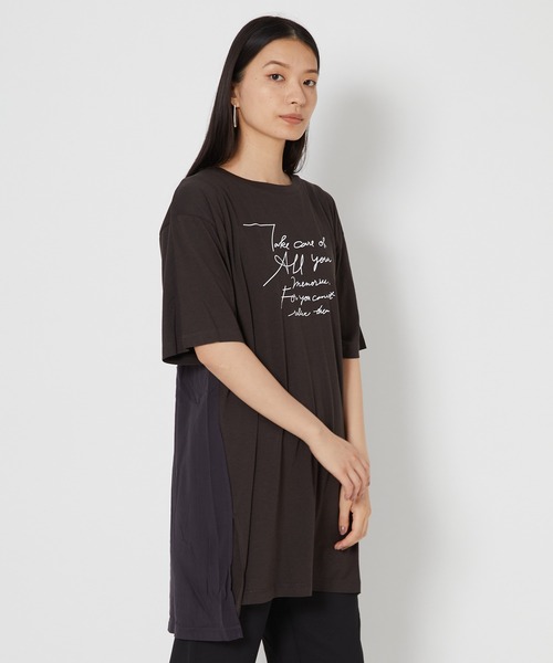 shop DADA(ショップダダ)の「ロゴ入りチュニックT(1S15-350109)(Tシャツ/カットソー・レディース・ホワイト/チャコールグレー/ブルー系・FREE)」の16枚目の写真