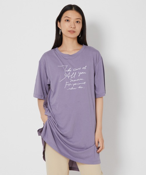 shop DADA(ショップダダ)の「ロゴ入りチュニックT(1S15-350109)(Tシャツ/カットソー・レディース・ホワイト/チャコールグレー/ブルー系・FREE)」の21枚目の写真