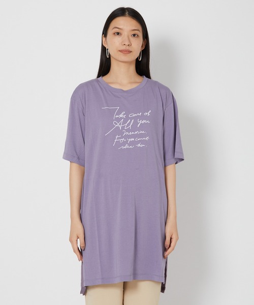 shop DADA(ショップダダ)の「ロゴ入りチュニックT(1S15-350109)(Tシャツ/カットソー・レディース・ホワイト/チャコールグレー/ブルー系・FREE)」の22枚目の写真