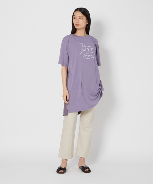 shop DADA(ショップダダ)の「ロゴ入りチュニックT(1S15-350109)(Tシャツ/カットソー・レディース・ホワイト/チャコールグレー/ブルー系・FREE)」の18枚目の写真