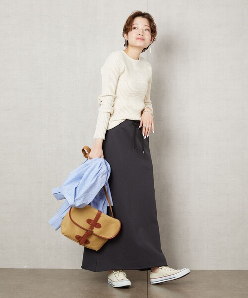 FREAK'S STORE（フリークスストア）の「▽【WEB限定】タックリブクルーネックプルオーバー(無地/ボーダー)（ニット/セーター・レディース・ナチュラル/ブラック/ブラウン/マスタード/ブルー/ブラック×ベージュ/ブラック×ホワイト/ネイビー/その他1/ベージュ/ネイビー×ホワイト/レモンイエロー/ブルーグリーン・ﾌﾘ-）」の11枚目の写真