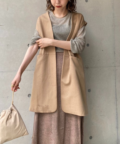 CAPRICIEUX LE'MAGE（カプリシューレマージュ）の「〈WEB・一部店舗限定〉ミドル丈ベスト（ベスト・レディース・ベージュ/アイボリー・FREE）」の7枚目の写真