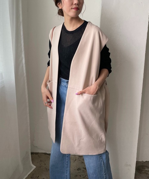 CAPRICIEUX LE'MAGE（カプリシューレマージュ）の「〈WEB・一部店舗限定〉ミドル丈ベスト（ベスト・レディース・ベージュ/アイボリー・FREE）」の9枚目の写真