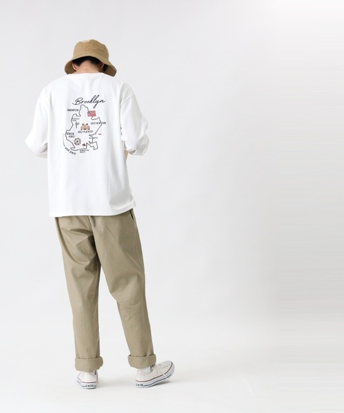 BACK NUMBER（バックナンバー）の「【BACK NUMBER】ビッグシルエット刺繍ロンＴ（Tシャツ/カットソー・メンズ・ホワイト/ブラック/ベージュ/ピンク/ブルー/ライトベージュ・M/L/XL）」の16枚目の写真