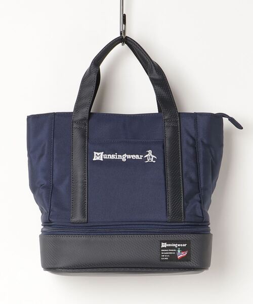 マンシングウェア ミニボストンバッグ カートバッグ トート ネイビー 美品 マンシングウェア Munsingwear カートバッグ -デサントストア