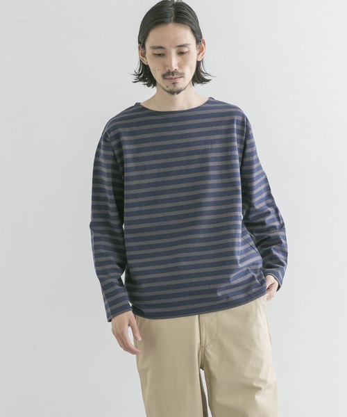 URBAN RESEARCH（アーバンリサーチ）の「『ユニセックス』#U URBAN RESEARCH　バスクボーダーシャツ（Tシャツ/カットソー・メンズ・ブラック/ネイビー/ブルー系その他/バーガンディー・2/3）」の3枚目の写真