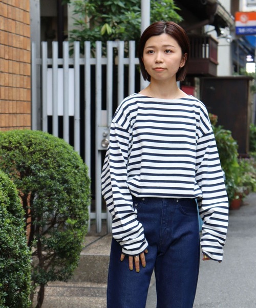 URBAN RESEARCH（アーバンリサーチ）の「『ユニセックス』#U URBAN RESEARCH　バスクボーダーシャツ（Tシャツ/カットソー・メンズ・ブラック/ネイビー/ブルー系その他/バーガンディー・2/3）」の2枚目の写真