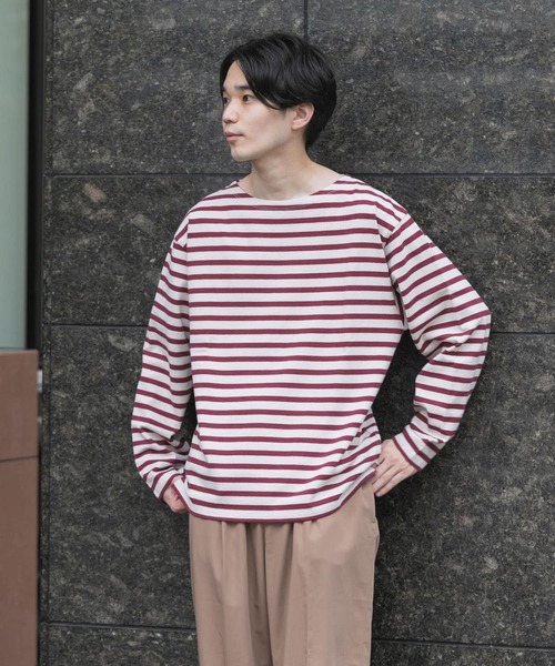 URBAN RESEARCH（アーバンリサーチ）の「『ユニセックス』#U URBAN RESEARCH　バスクボーダーシャツ（Tシャツ/カットソー・メンズ・ブラック/ネイビー/ブルー系その他/バーガンディー・2/3）」の4枚目の写真