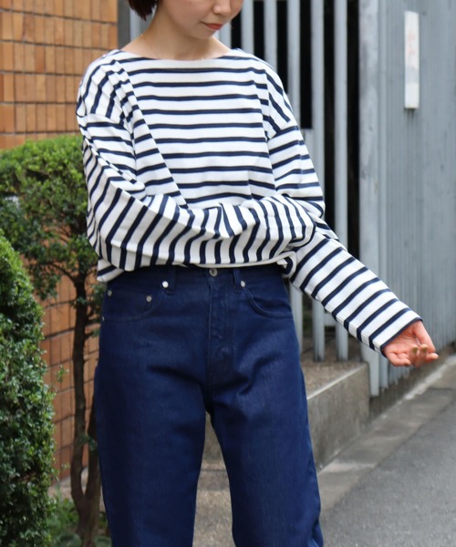 URBAN RESEARCH（アーバンリサーチ）の「『ユニセックス』#U URBAN RESEARCH　バスクボーダーシャツ（Tシャツ/カットソー・メンズ・ブラック/ネイビー/ブルー系その他/バーガンディー・2/3）」の12枚目の写真