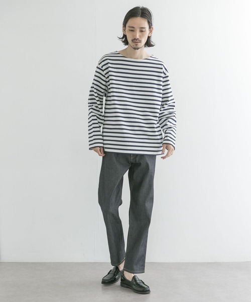 URBAN RESEARCH（アーバンリサーチ）の「『ユニセックス』#U URBAN RESEARCH　バスクボーダーシャツ（Tシャツ/カットソー・メンズ・ブラック/ネイビー/ブルー系その他/バーガンディー・2/3）」の5枚目の写真