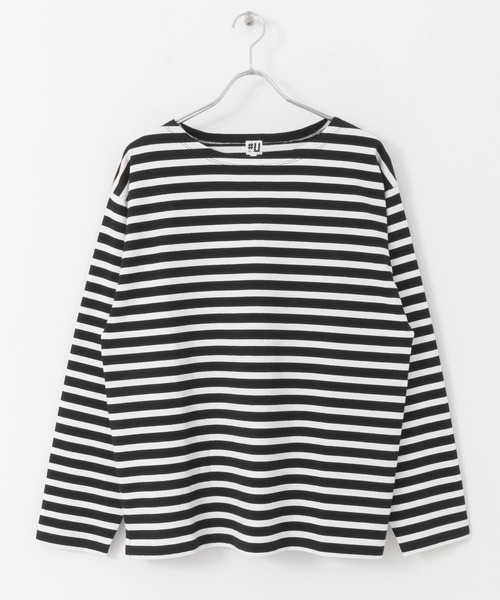 URBAN RESEARCH（アーバンリサーチ）の「『ユニセックス』#U URBAN RESEARCH　バスクボーダーシャツ（Tシャツ/カットソー・メンズ・ブラック/ネイビー/ブルー系その他/バーガンディー・2/3）」の14枚目の写真