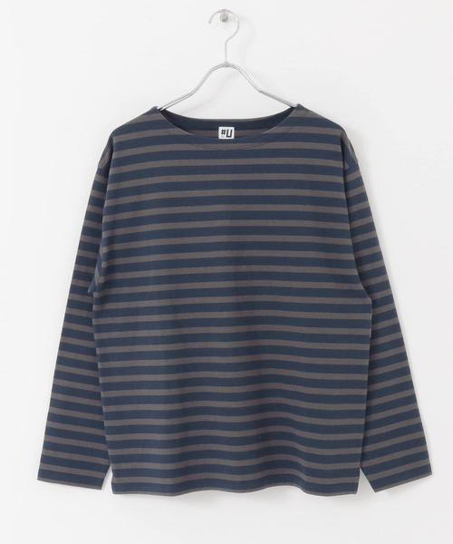 URBAN RESEARCH（アーバンリサーチ）の「『ユニセックス』#U URBAN RESEARCH　バスクボーダーシャツ（Tシャツ/カットソー・メンズ・ブラック/ネイビー/ブルー系その他/バーガンディー・2/3）」の9枚目の写真