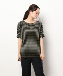 ボーダー袖タックTシャツ