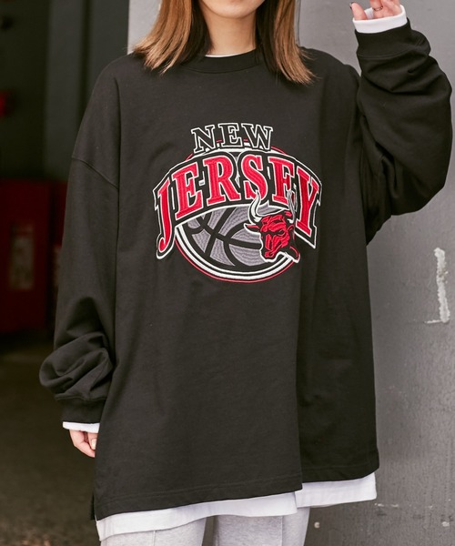 WEGO（ウィゴー）の「WEGO/ヘビーウエイト チームロゴ刺繍BIGロンT（Tシャツ/カットソー・メンズ・パープル系その他/ブラック/グリーン/ダークグリーン/ネイビー/パープル/グリーン系その他・MEDIUM/LARGE）」の2枚目の写真