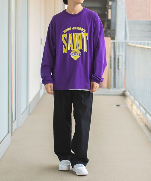 WEGO（ウィゴー）の「WEGO/ヘビーウエイト チームロゴ刺繍BIGロンT（Tシャツ/カットソー・メンズ・パープル系その他/ブラック/グリーン/ダークグリーン/ネイビー/パープル/グリーン系その他・MEDIUM/LARGE）」の15枚目の写真