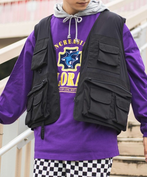 WEGO（ウィゴー）の「WEGO/ヘビーウエイト チームロゴ刺繍BIGロンT（Tシャツ/カットソー・メンズ・パープル系その他/ブラック/グリーン/ダークグリーン/ネイビー/パープル/グリーン系その他・MEDIUM/LARGE）」の16枚目の写真