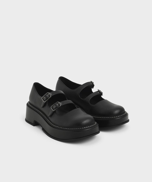 CHARLES & KEITH（チャールズ & キース）の「フランキー プラットフォームメリージェーン / Frankie Platform Mary Janes（パンプス・レディース・ブラック/ダークブラウン・22.5cm/23cm/23.5cm/24.5cm/25cm/25.5cm）」の3枚目の写真