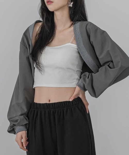 FOLLOWIN（フォロウィン）の「ショート丈クロップドボレロカーディガン（カーディガン/ボレロ・レディース・ブラック/グレー・FREE）」の9枚目の写真
